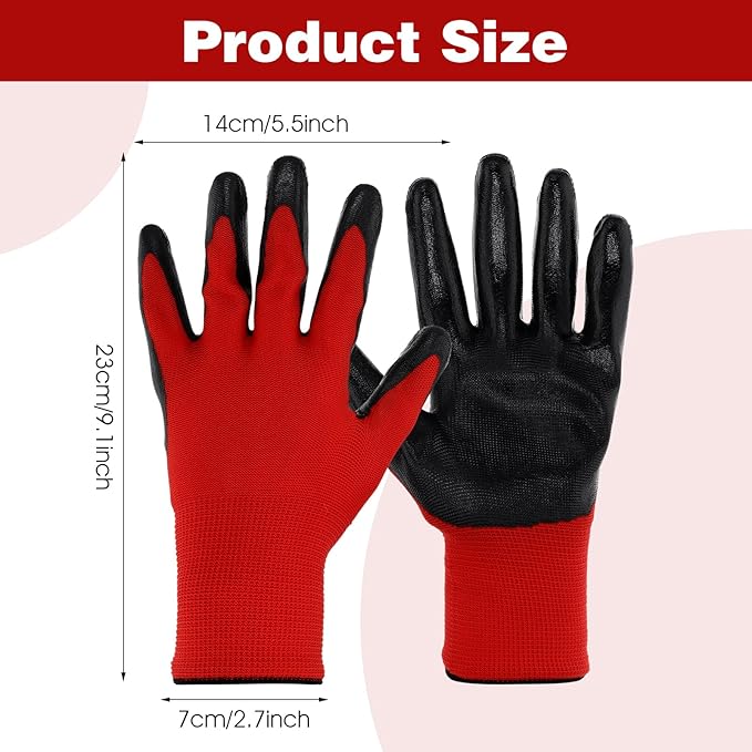 48 Pack Gardening Gloves Bulk for Men Women, Breathable Nitrile Rubber Coated Garden Gloves Dipped Gripping Work Gloves for Construction, Gardening