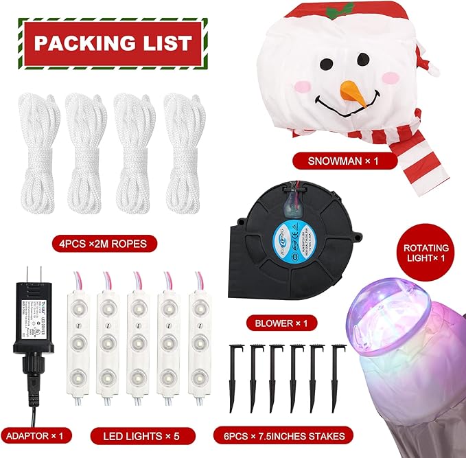 8FT Christmas Inflatables Outdoor Decorations Ugly Sweater Snowman Inflatable Yard Decorations with Rotating LED Christmas Blow-up Yard Decorations for Outdoor Indoor Lawn Garden