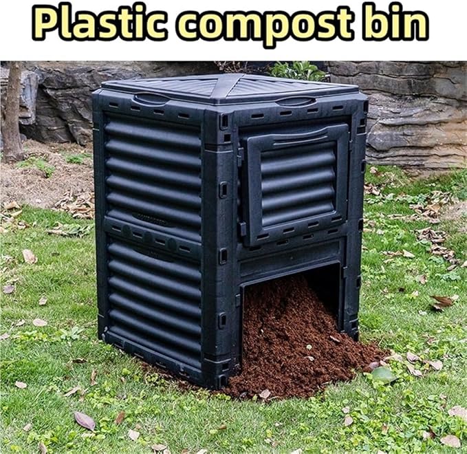 Large Fertilizer Fermentation Box, Plastic Compost Bin, Lightweight Outdoor Composting Box Suitable for Garden, Courtyard and Kitchen(Yellow,Large)