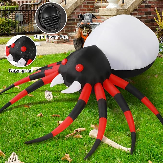 GOOSH Halloween Inflatable Spider Outdoor Decoration with Magic Light, Blow Up Yard Inflatables Holiday Inflatables for Outdoor Yard Garden Lawn Decor (4 FT Red)