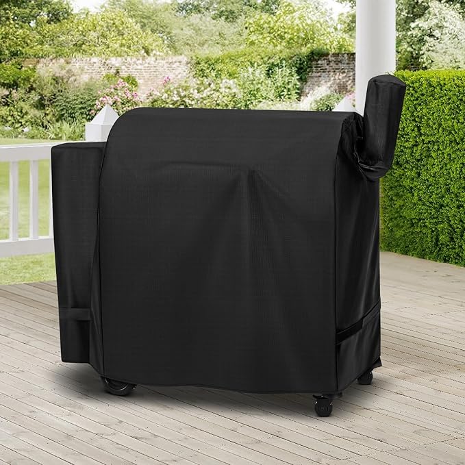 Unicook Pellet Grill Cover Compatible for Traeger Pro 34 Series, Texas, Pit Boss 820, Grilla Silverbac Grills, Unique Waterproof Vinyl with Polyester Lining, Outdoor Full Length Smoker Cover