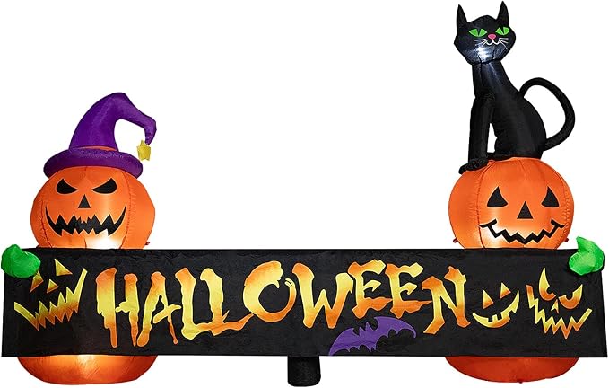 Halloween Inflatable Decoration Pumpkin Cat 6 FT Halloween Inflatables Outdoor Blow up Outdoor Halloween Inflatables Decorations with LED Light Built-in for Holiday Party Yard Decor