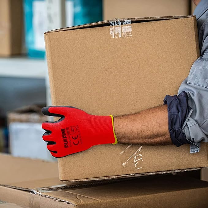 Safety Work Gloves PU Coated-12 Pairs,Red Seamless Knit Glove with Polyurethane Coated Smooth Grip on Palm & Fingers, for Men and Women, Ideal for General Duty Work (XX-Large)