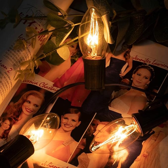 C9 Clear Christmas String Lights, Outdoor Christmas Lights String, Hanging Roofline Lights, Patio Lights for Outdoor Decor, Black Wire, 100 Feet