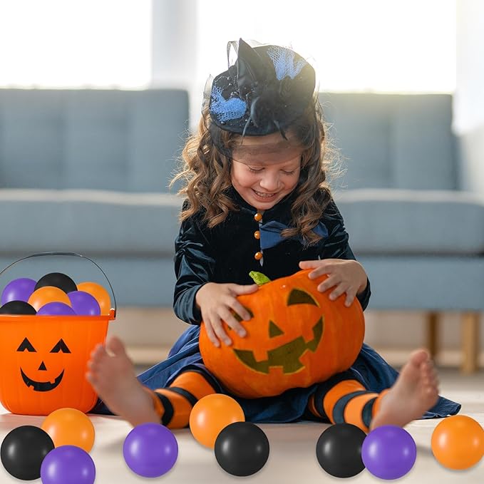 Shappy 180 Pcs Soft Plastic Balls for Toddlers, Crush Proof Ocean Balls Reusable for Photo Booth Props Play Tent Swimming Party Holiday Decoration (Purple， Black,Orange)