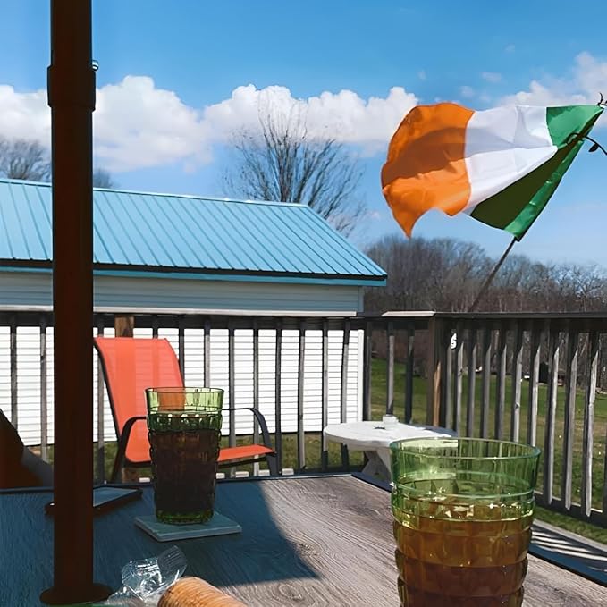 Double Sided Irish Flag 4x6 Outdoor Heavy Duty- 3Ply 240D 4 Rows Stitched- Ireland 4x6 Flag- UV Fade Resistant With Canvas Header & 2 Brass Grommets