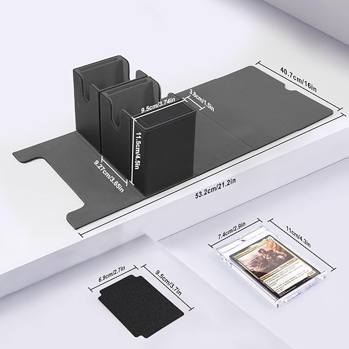 Trading Card Deck Box with Commander Display，3 in 1 MTG Storage Holds 200 Double-Sleeved Cards，2 Deck Boxes & Dice Tray Included，Fits MTG, TCG, PTCG & Sports Cards