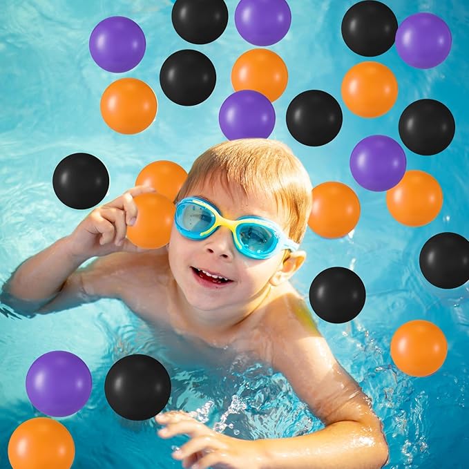 Shappy 180 Pcs Soft Plastic Balls for Toddlers, Crush Proof Ocean Balls Reusable for Photo Booth Props Play Tent Swimming Party Holiday Decoration (Purple， Black,Orange)