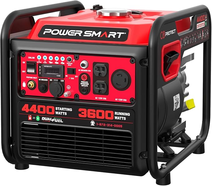 PowerSmart 4400-Watt Dual Fuel Portable Generator with Inverter Technology, CO Protect, 30 amp for Home Use and Emergency Backup
