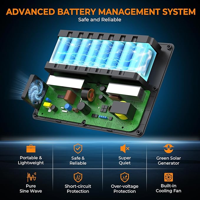 Powkey Solar Powered Generator,200W Portable Solar Generator Power Station with Solar Panels 40W,146Wh Generator Power Bank with 2 AC Outlet 110V Pure Sine Wave for Outdoor Camping Emergency Home