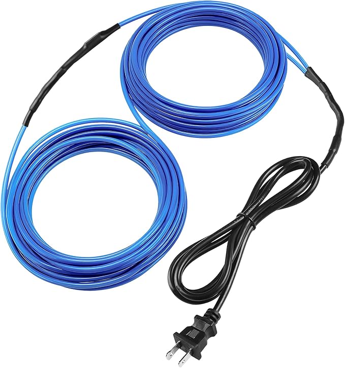 Pawfly 26 ft Soil Heating Cable with Built-in Thermostat & Plug, Electric Soil Warming Cable Heat Cable for Cold Frames Greenhouses Vegetable Garden Containers, Heating Cable for Plants Seed Growth