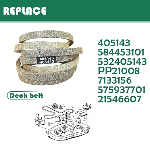 405143 1/2" W x 105.5" L Mower Deck Belt for Jonsered Husqvarna Craftsman Poulan Dixon AYP Compatible with Part Numbers 532405143 21546607 584453101 46inch YTH22V46, YTH22V46XLS PP22VH46