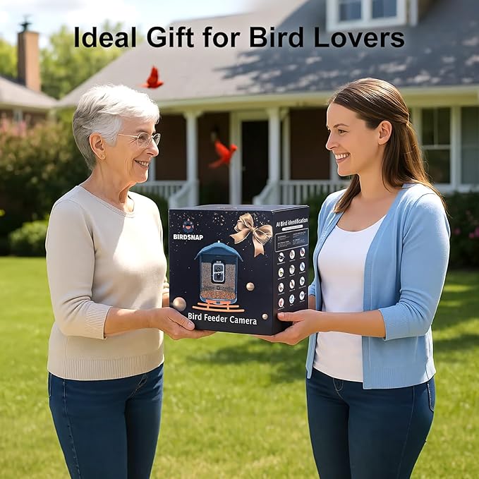 birdsnap® PAV- Bird Feeder with Camera Solar Panel, 2K HD & 64GB Card, AI Identify Bird Species Smart Bird House with Camera, Record Video Live View, Auto Capture, Ideal Gift for Birds Lover