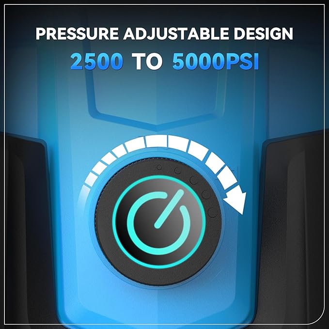 Pressure Cleaner, 5000 PSI 4.0 GPM Heavy Duty Power Cleaner, with 4 Nozzles,Foam Cannon,33FT Hose Reel and 500ml Soap Bottle for Home/Cars(Light Blue)