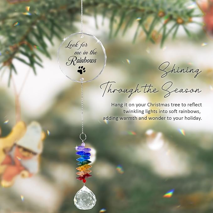 Pet Memorial Suncatcher - Pet Memorial Suncatchers - Dog Cat Loss Sympathy Gift - Rainbow Crystal Prism - Bereavement Keepsake - Pet Lover Gift - Daily Remembrance - Suncatcher Ornament