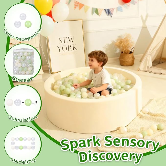 TRENDPLAY Plastic Balls for Ball Pits 2.2 Inch, Pack of 50 100 200 500 Hollow Balls, Perfect for Toddler Baby Pools,Party,Festival Decoration