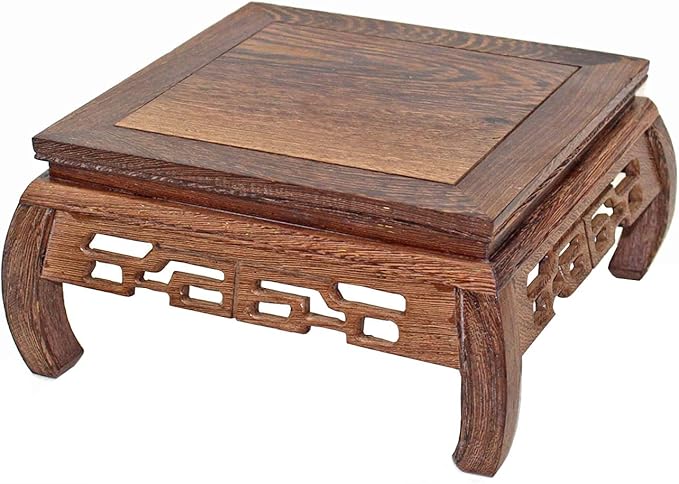 GOLDY&WENDY Solid Wood Ornaments Base Chicken Wing(Ji Chi) Wood Curved Feet Square Display Stand Practical Teapot Vase Bonsai Pedestal