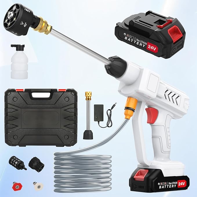 Housiwill Cordless Pressure Washer, Portable Battery Pressure Washer, 6-in-1 Nozzle Portable Cordless Power Washer Handheld for Car Floor Patio Cleaning.