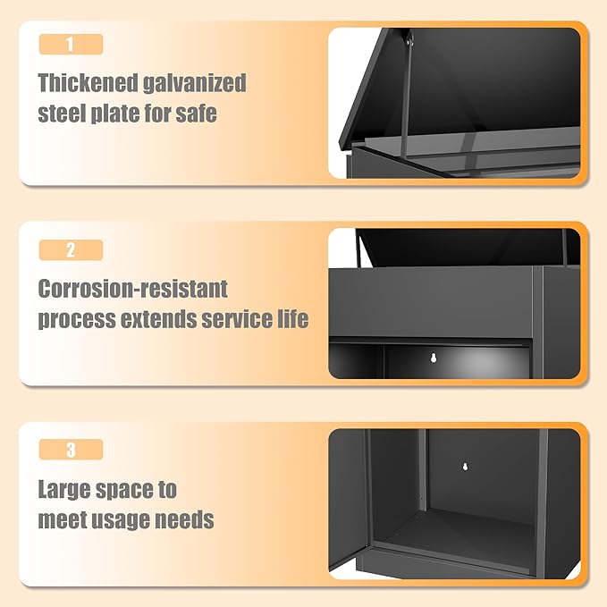 Package Delivery Boxes for Outside,Enlarged Porch Box for Packages with Coded Lock,Large Space,Waterproof,Cold-Rolled Steel Package Lock Box (19.7”x16.1”x41.3”)