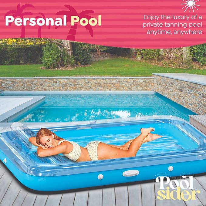 Premium Inflatable Tanning Pool Lounger | Inflatable Tanning Bed for Adults - 4 in 1 Multipurpose Suntan Tub | Pool Floats Adults, Inflatable Pool Float | Tanning Float - Sunbathing Pool Raft