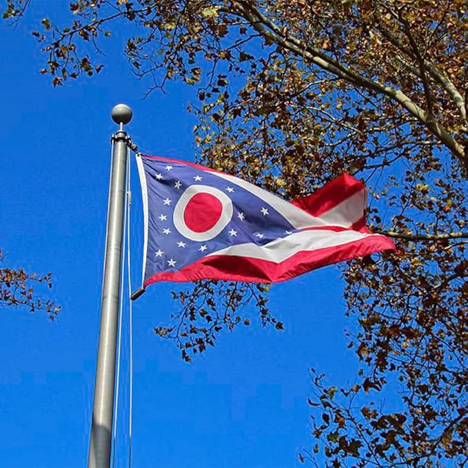 Bradford Ohio State Flag 3x5 ft Outdoor, Double Sided Burgee Heavy Duty, 3 Layers OH State Flag With 2 Brass Grommets for Outside House Long Lasting