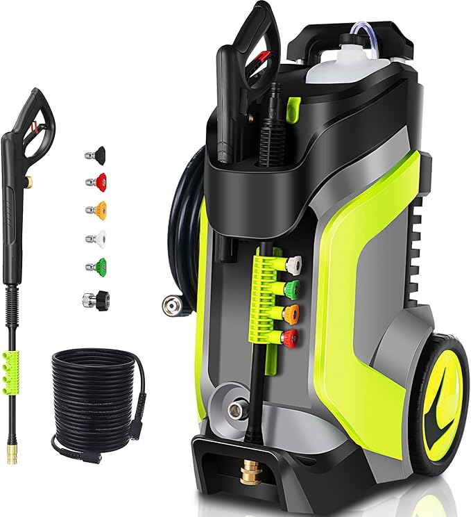 Pressure Washer 5000PSI Power Washers with M22-14mm Pressure Hose 33FT, Power Sprayers High Pressure with 1/4" QC Compatible Surface Cleaner for Home Cars Driveways, LGreen