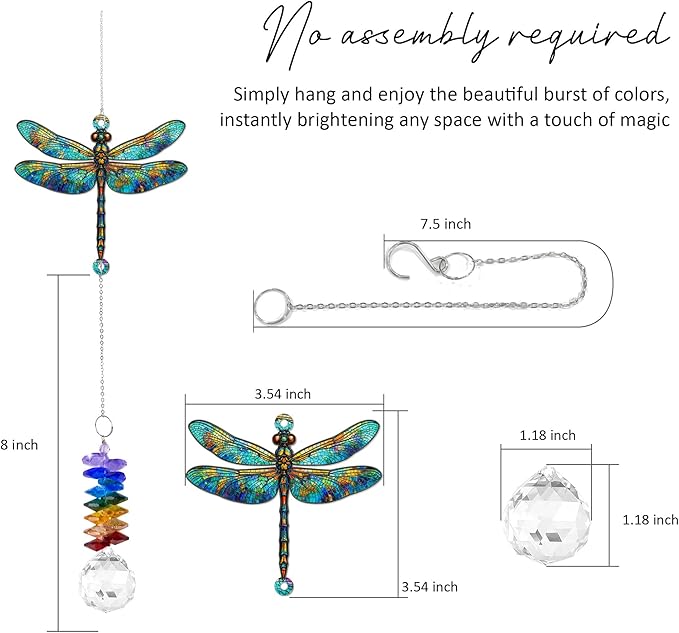1 Layered Ornament Suncatcher - Dragonfly Gifts - Dragonflies Decor - Christmas Birthday Gifts for Women, Men - Dragonfly Keepsake - Remembrance Ornament - Rainbow Maker - Hanging Home Decor