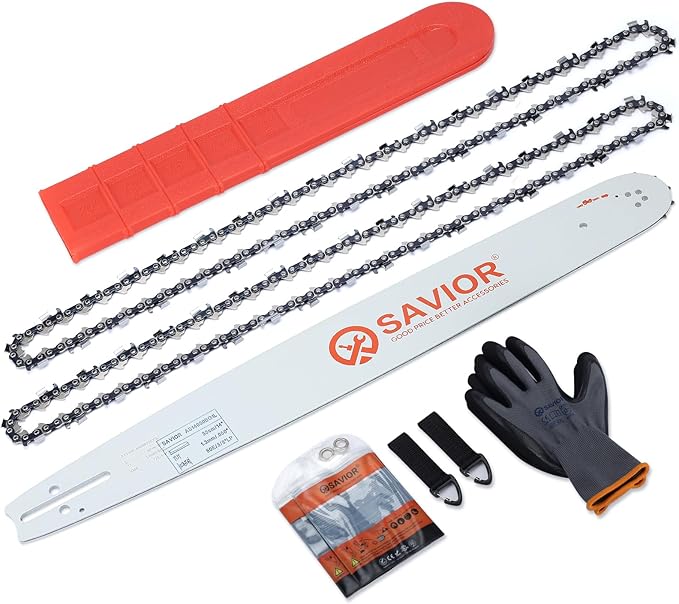 Savior 20 Inch Chainsaw Bar and Chain Combo, 3/8" Pitch .050" Gauge 72 Drive Links for 455 Rancher 460 Rancher Poulan PP5020AV PR5020, Replace for 200SFHK095, 584818, 584271