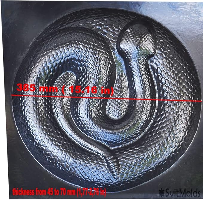 SvitMods Mold Snake DIY Statue for Garden Black ABC Plastic Concrete Cement Mould Rattlesnake Garden Decor Mold Croc for Garden Figure (D72 + D72-Smsll)