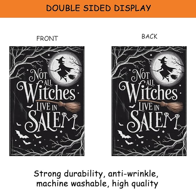 HTBIG Halloween Decor Garden Flag, Halloween Witches Garden Flags, Yard Flags for Outside 12x18 inch, Outside Yard for Home Decorations