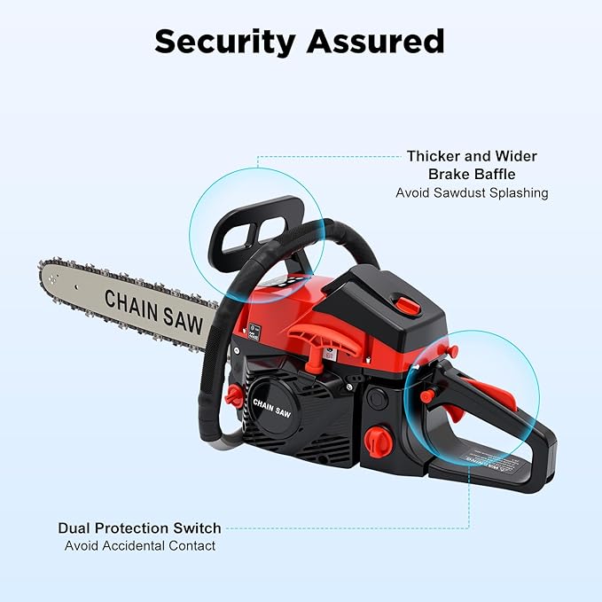 Gas Chainsaw, 2Stroke/4Stroke Gasoline Chainsaw Power Chain Saws Handheld Cordless Petrol Chainsaws For Wood Cutting Forest Felling Tree Pruning Shrub Pruning (2Stroke 18In 2200W 58CC)