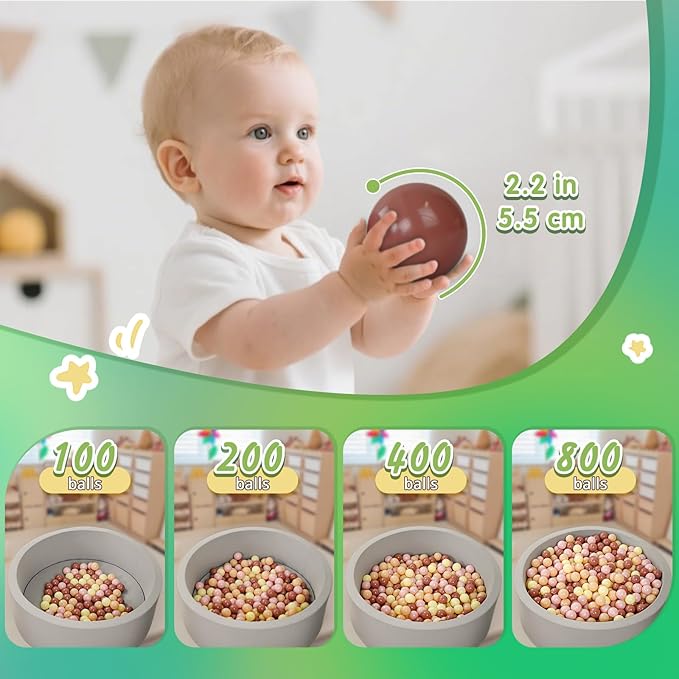 TRENDPLAY Plastic Balls for Ball Pits 2.2 Inch, Pack of 50 100 200 500 Hollow Balls, Perfect for Toddler Baby Pools,Party,Festival Decoration