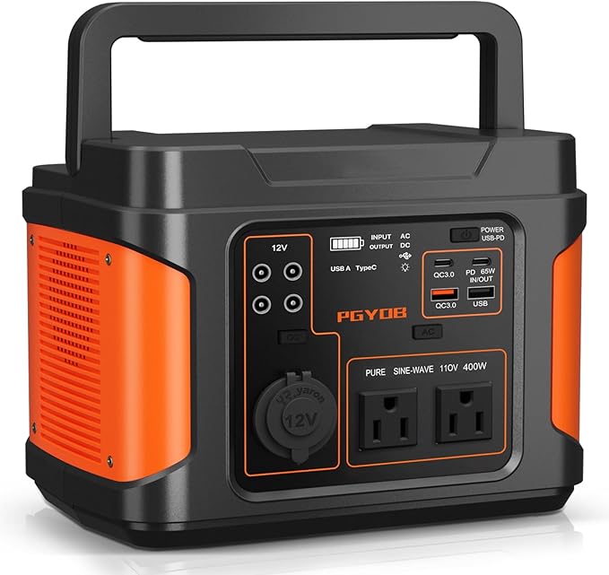 400W Portable Power Station, 296Wh Outdoor Solar Generator Backup Ternary Battery Pure Sine Wave Power Pack with AC/DC Outlet, PD 65W USB-C Outlet for Home, Camping, RV, Blackout, CPAP