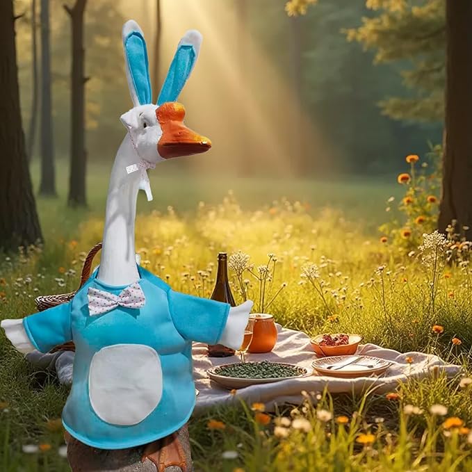 Porch Goose Outfits for 23" Plastic Porch Goose Rabbit Outfit Goose Clothes for Cement Goose for Indoor Outdoor Garden Yard Lawn Patio Art Decor(TZ)