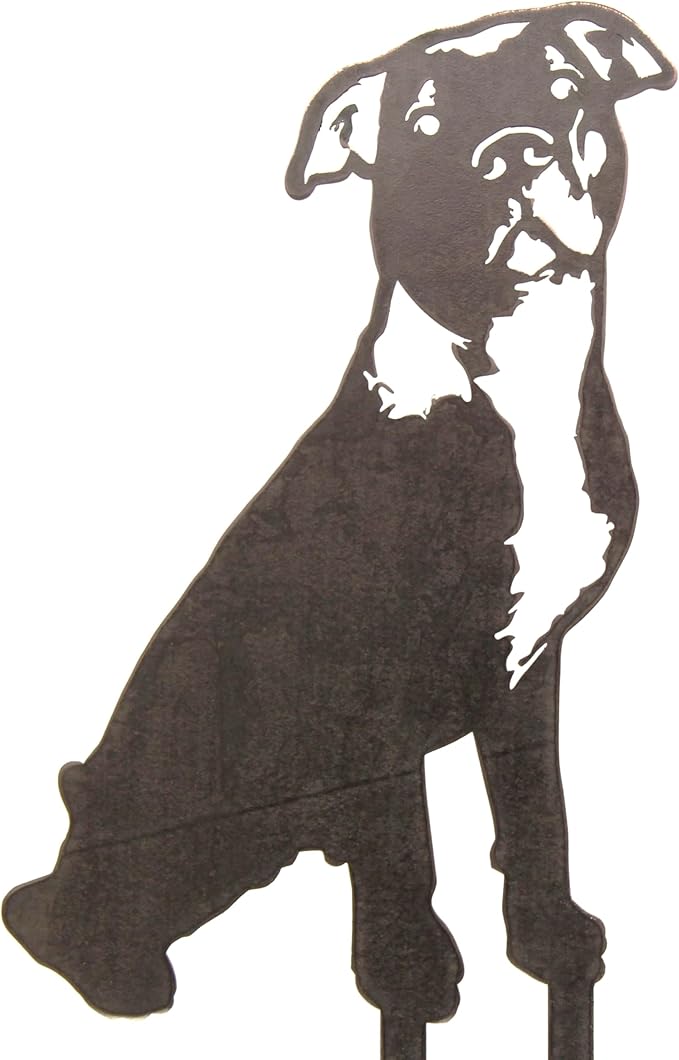 Corten Steel American Pit Bull Terrier Dog Silhouette Yard Stake (Small)