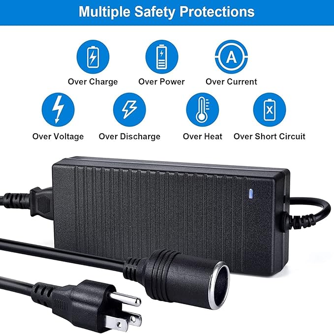 AC to DC Converter, 100V ~ 240V to 12V 10A 120W, Car Cigarette Lighter Socket AC/DC Power Supply Adapter Transformer for Tire Inflator, Car Refrigerator, Car Vacuum Cleaner, and Other Car Devices