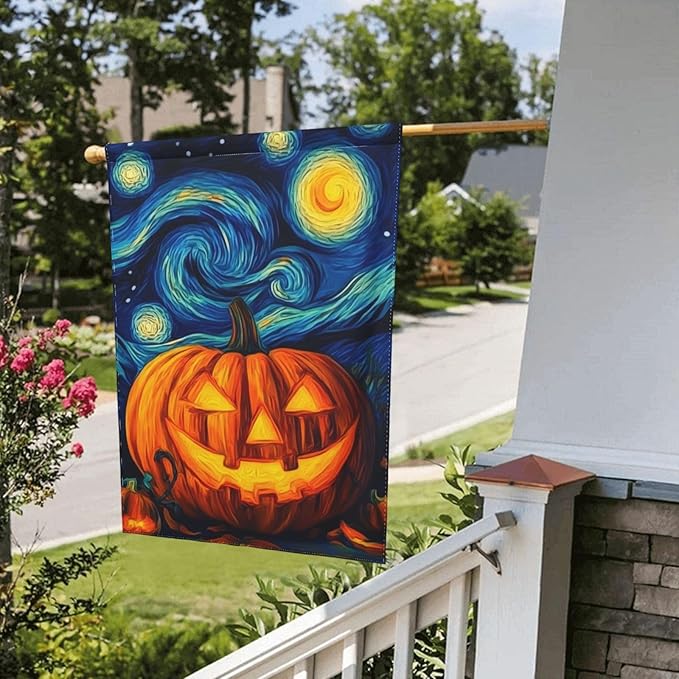 Halloween Pumpkin Garden Flag Vertical Double Sided Outdoor Yard Flags 12.5x18 Inch Burlap Banners for House Lawn