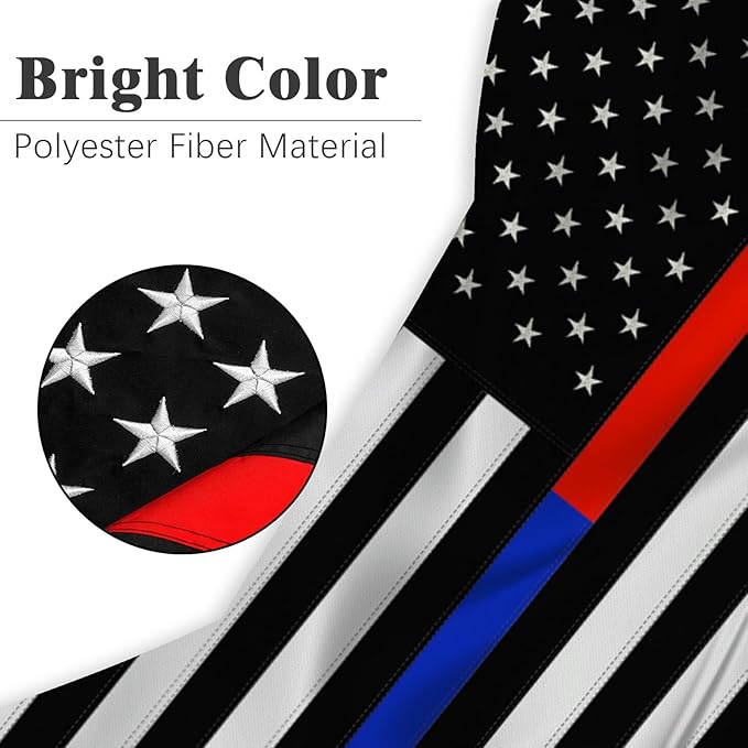 Embroidered Thin Blue and Red Line Flag 3x5 Outdoor Police Firefighter Flag Polyester Fiber Bright Color with Durable Canvas Header and 2 Non Fading Brass Grommets