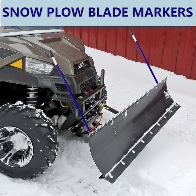 Snow Plow Blade Markers Guides Kit 24''304 Stainless Steel Vertical Stud Mount Joint Never Break Never Rust High Visibility Fit for Boss Western plows and More (Blue)