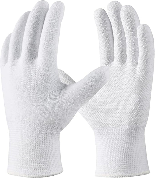 COOLJOB 12 Pairs Cotton Work Gloves with Non-Slip Grip Dots, Breathable Lightweight Gloves for Construction Gardening