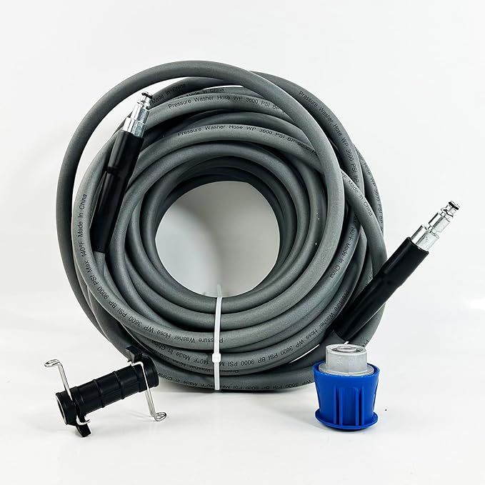 5800PSI/400Bar Ultra Flexible Pressure Washer Hose for Bosch Home Cleaning, 5M-30M High Pressure Extension Tube with Quick-Connect Adapter,(Red/Blue/Yellow/Green/Grey/Orange/Light Blue)(Grey,64FT)
