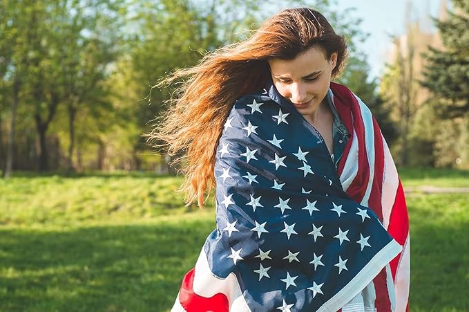 American Flag 10x15 ft: Long Lasting US Flag, Heavy Duty Nylon, Embroidered Stars, Sewn Stripes, Brass Grommets, UV Protection Perfect for Outdoors! USA Flag