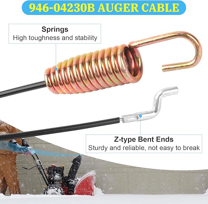 946-04230B Auger Cable for MTD Cub Cadet Craftsman Troy-Bilt Snow Blower, 47.5" Snowblower Auger Clutch Drive Cable Replaces 746-04230 946-04230A 746-04230B