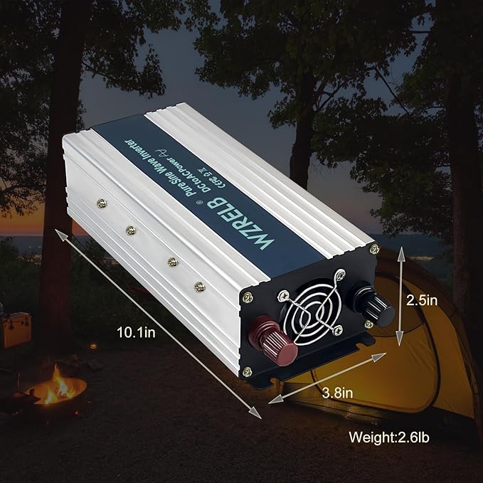 WZRELB 800W Pure Sine Wave Inverter 36V DC to 110V 120V AC,Car Power Inverter with Dual AC Outlets, LED Display,Off-Grid Portable Power Converter for Home, RV, Truck, Camping