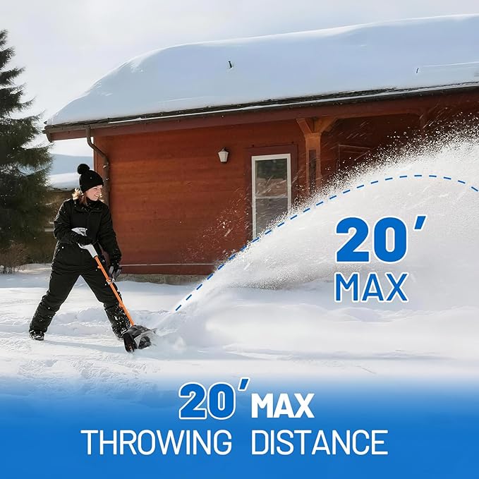 Litheli Cordless Snow Shovel, 20V 12'' Electric Snow Blower for Driveway, Battery Powered Snow Thrower, 4.0Ah Battery Included