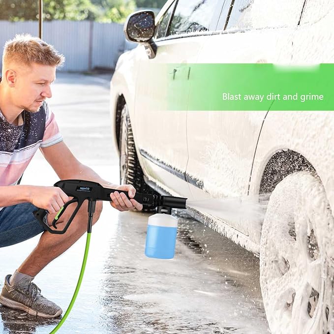 Pressure Cleaner 5000 PSI,2.8 GPM Power Cleaner with Foam Cannon,Portable Cleaner with 33ft Hose Reel,4 Nozzle Tips,and Soap Bottle for Cars/Home/Driveways/Patios/Decks/Fences(Dark Green)