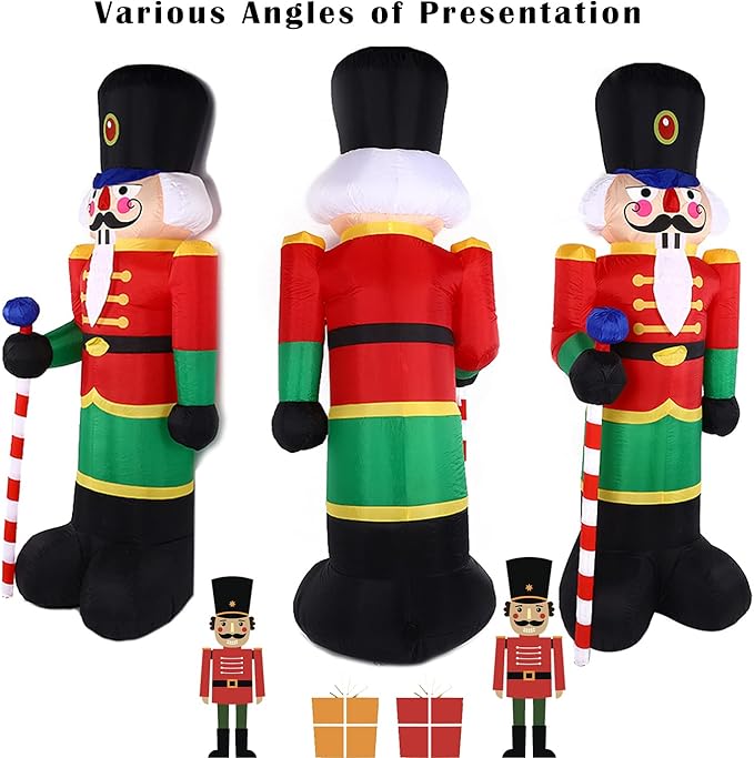 2 Packs 8ft Nutcracker Soldier Christmas Inflatable Decor for Yard/Outdoor/Lawn/Porch Decor
