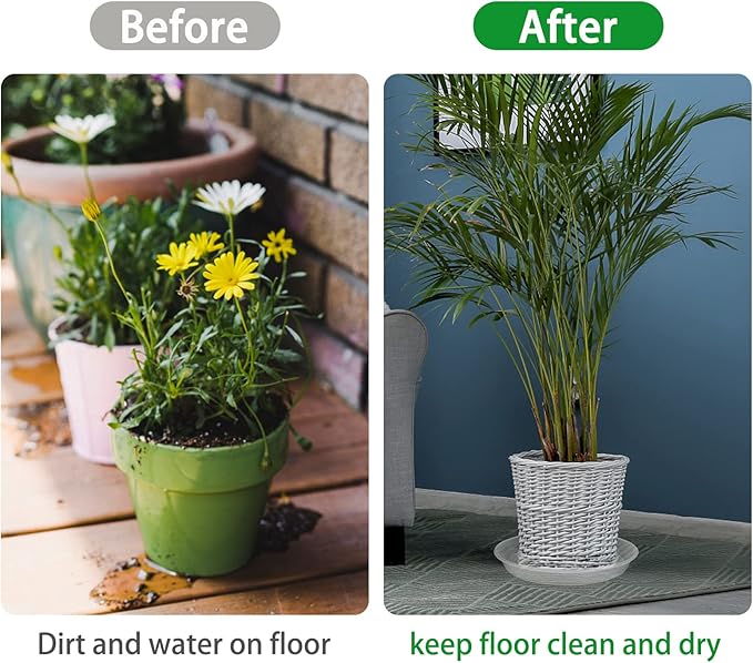 TITE 3 Pack Plant Saucer Heavy Large Planter Durable Thicker Plastic Plant Trays for Indoors and Outdoor,Plant Saucer Drip Trays (Transparent, 12 inch)