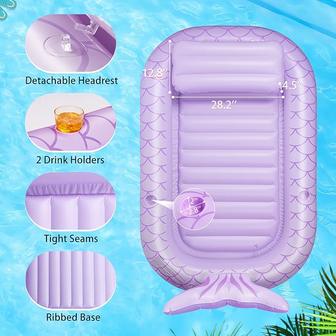 HeySplash Pool Lounger Float for Adult, Inflatable Pool Floats Bed Cooling Contour Lounger Rafts, Water Rafts for Lake, Outdoor Beach Pool Party