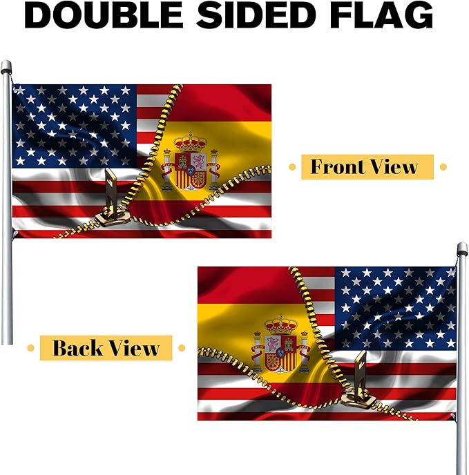 Vintage American America Usa Spanish Spain Flags For Outside Yard 3x5 Ft Double Sided Printed 100d Polyester Lightweight Garden Welcome Outdoor Banner Brass Grommets